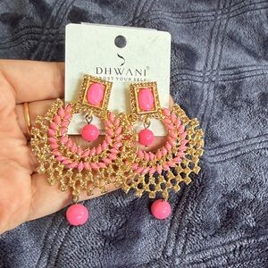 Pink and Gold Statement Earrings